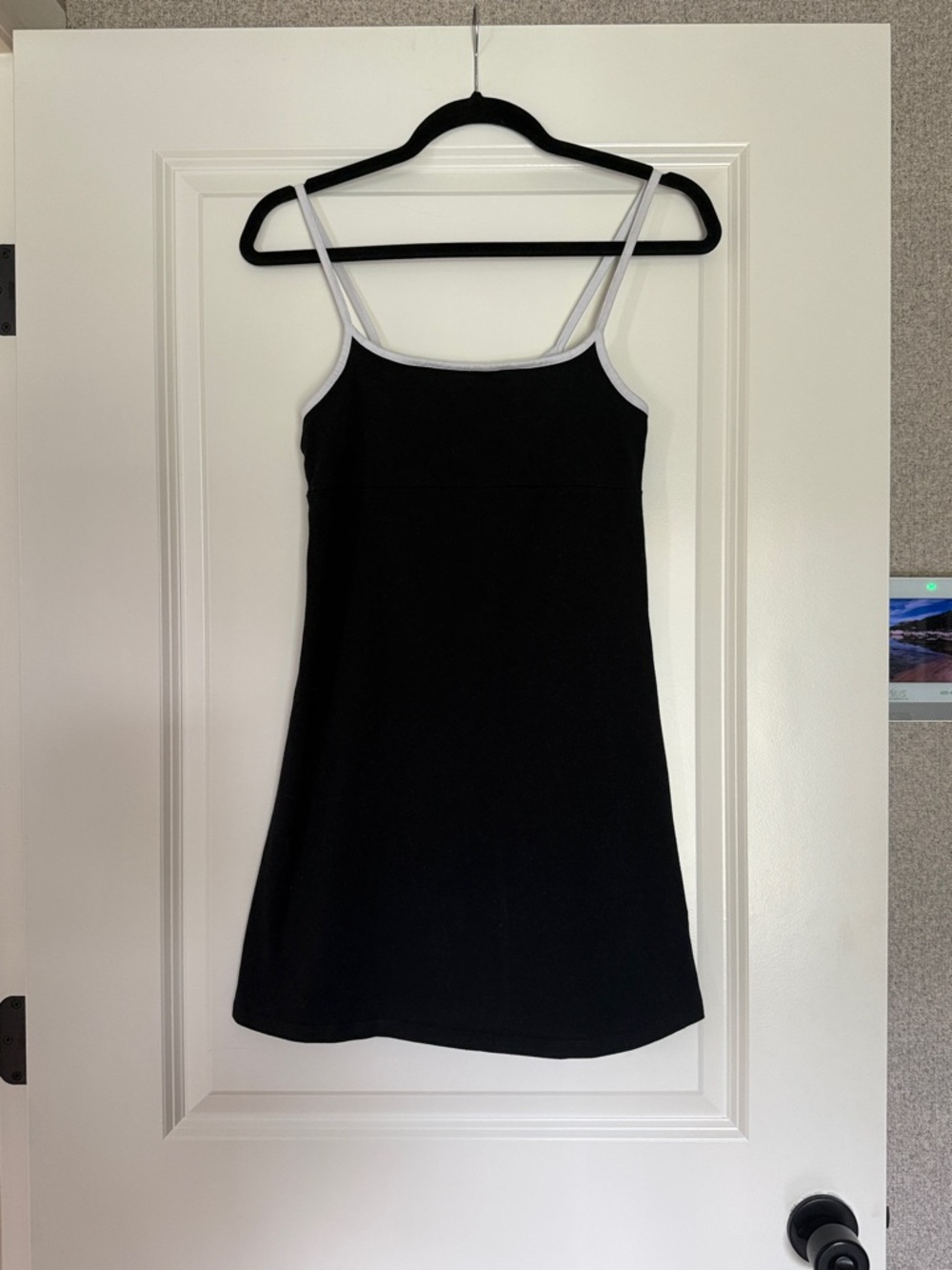 Black Mini Dress with White Trim